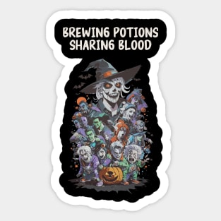 Witches, zombies and vampires halloween party Sticker